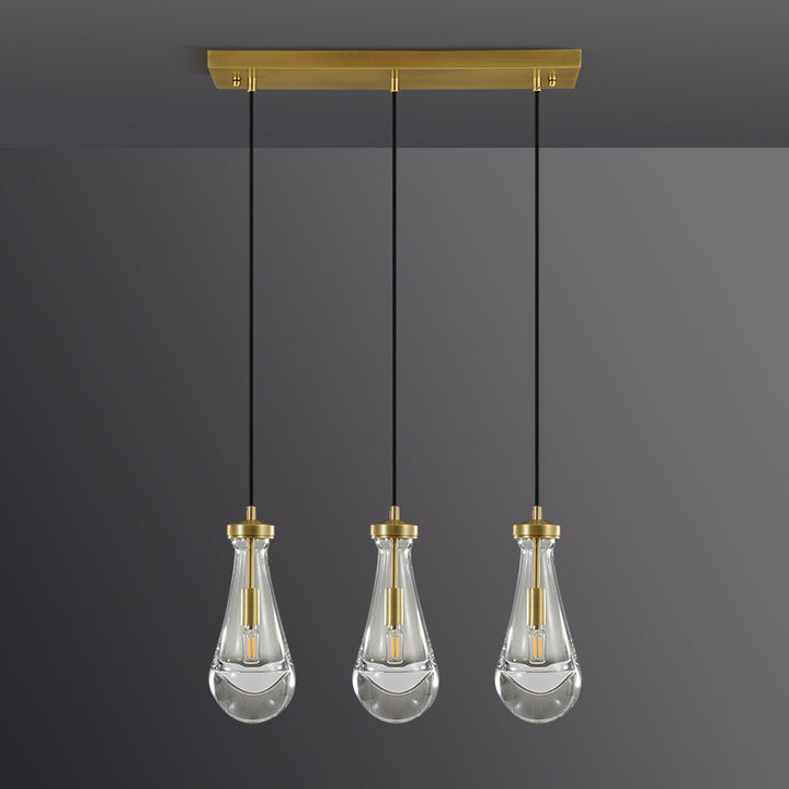 Raindrop Linear Dining Room Chandelier 3 Lights 22"L