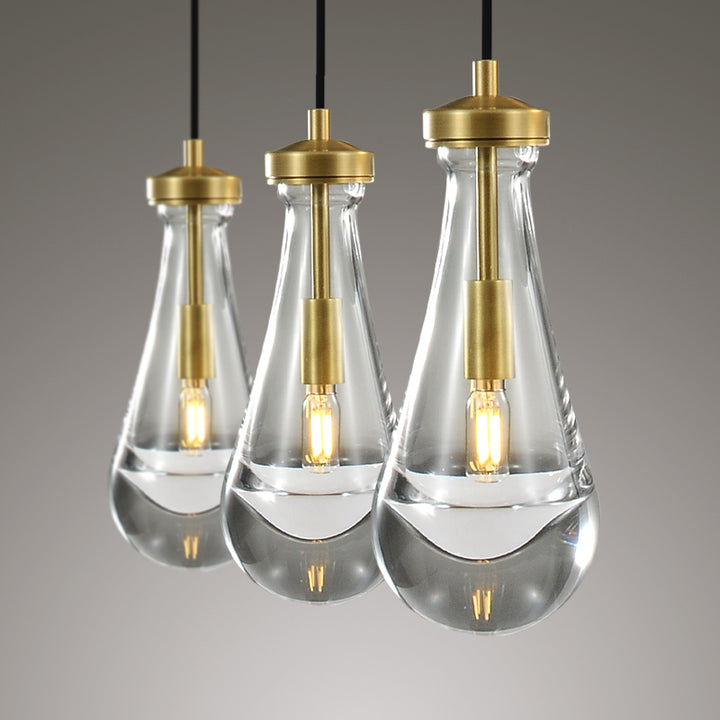 Raindrop Linear Dining Room Chandelier 3 Lights 22"L