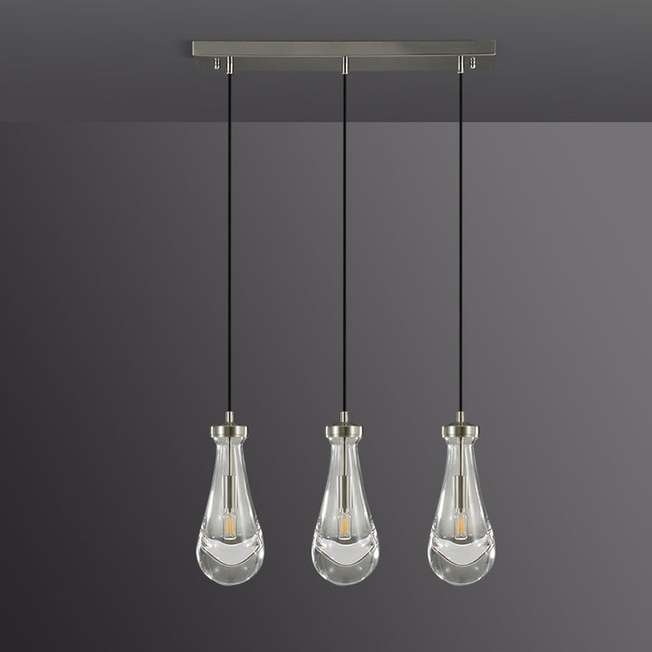 Raindrop Linear Dining Room Chandelier 3 Lights 22"L