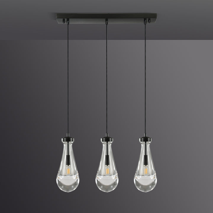 Raindrop Linear Dining Room Chandelier 3 Lights 22"L