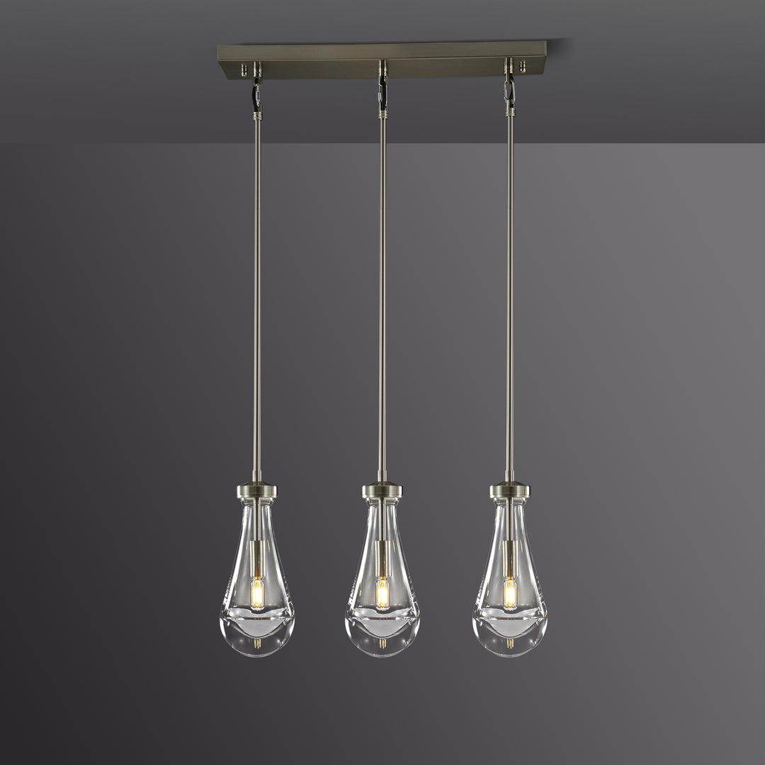 Raindrop Linear Dining Room Chandelier 3 Lights 22"L