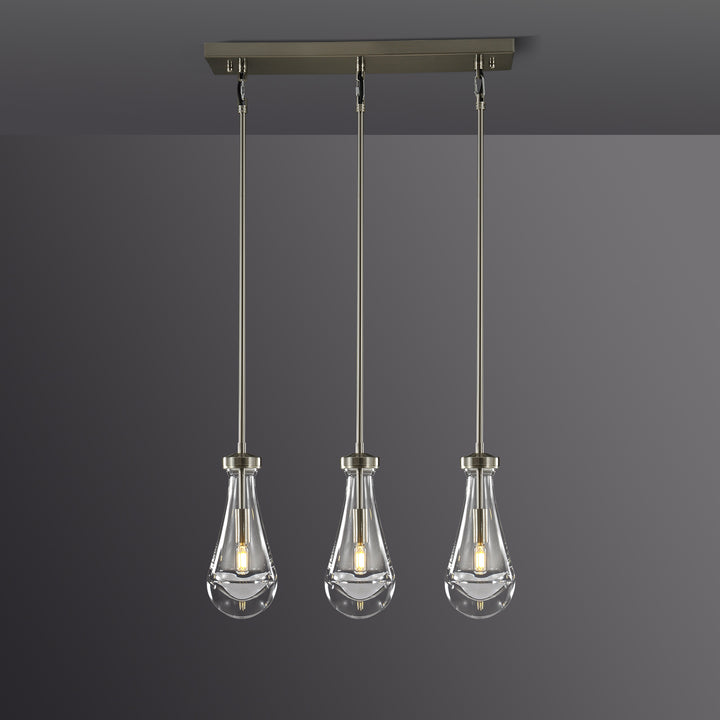 Raindrop Linear Dining Room Chandelier 3 Lights 22"L