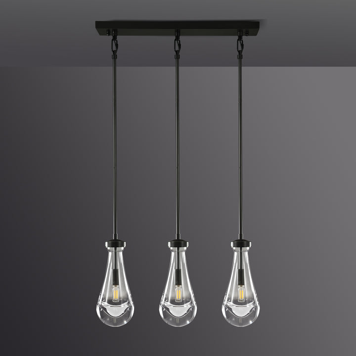 Raindrop Linear Dining Room Chandelier 3 Lights 22"L