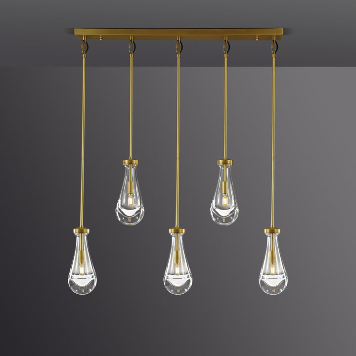 Raindrop Linear Dining Room Chandelier 5 Lights 36"L