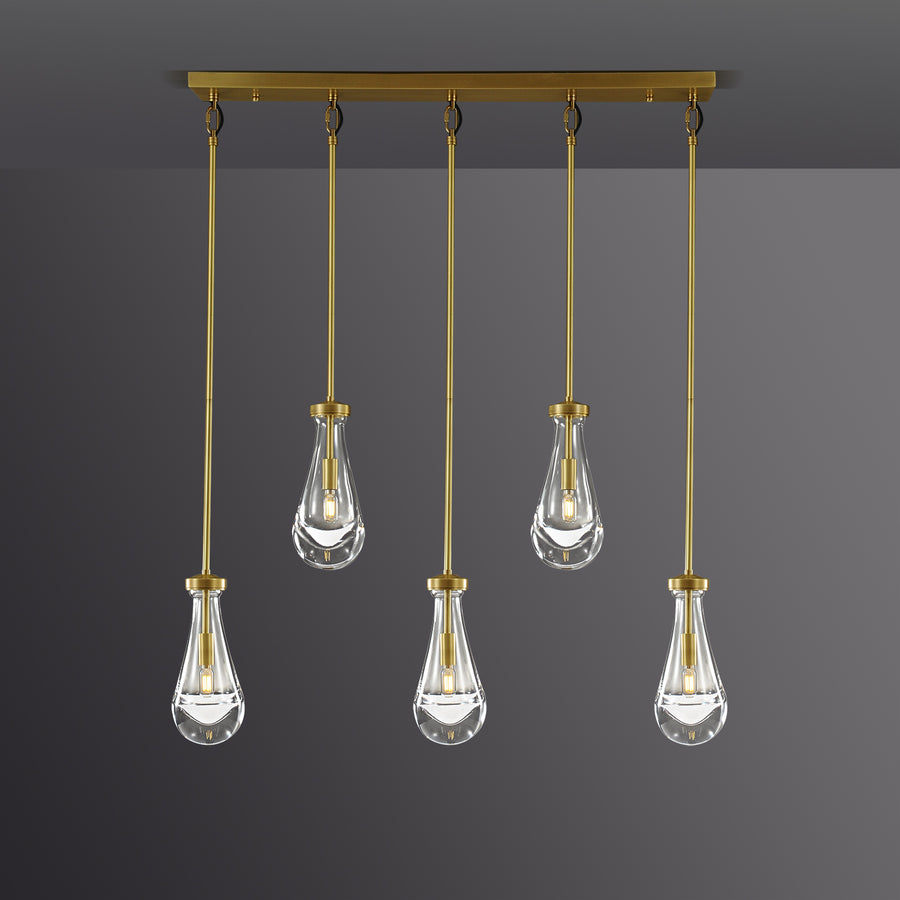 Raindrop Linear Dining Room Chandelier 5 Lights 36"L