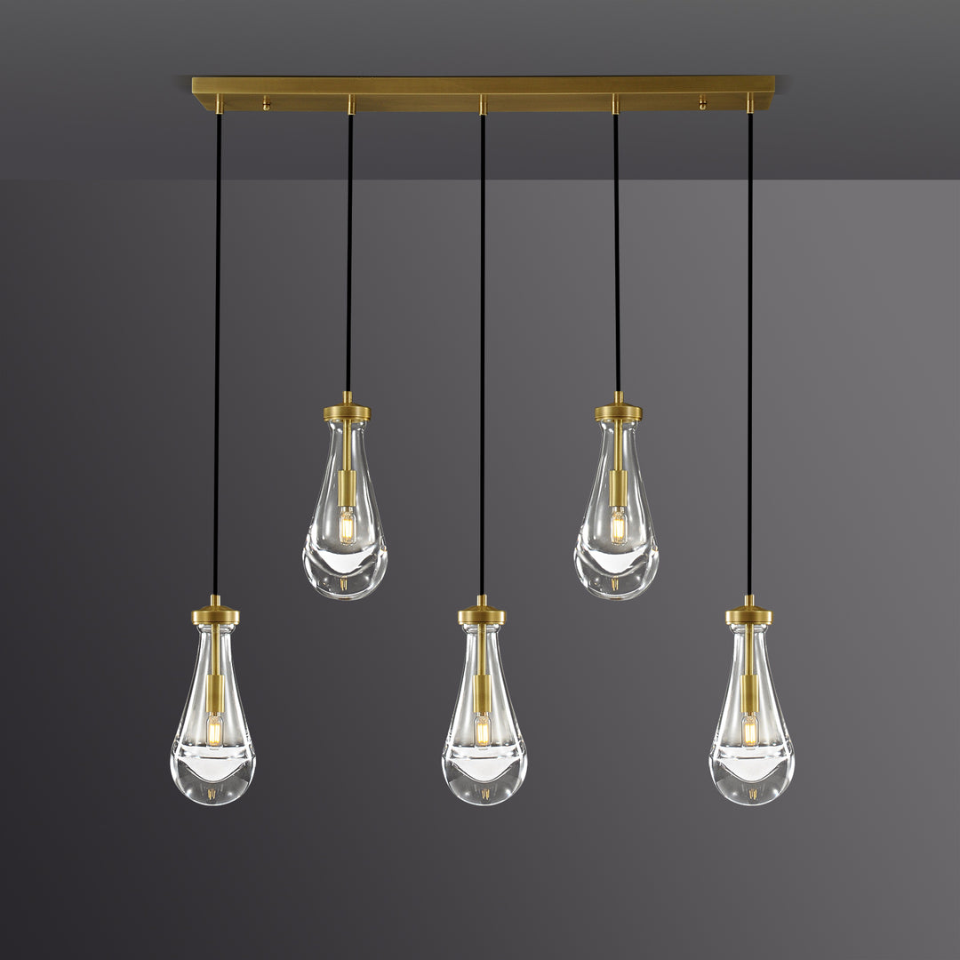 Raindrop Linear Dining Room Chandelier 5 Lights 36"L