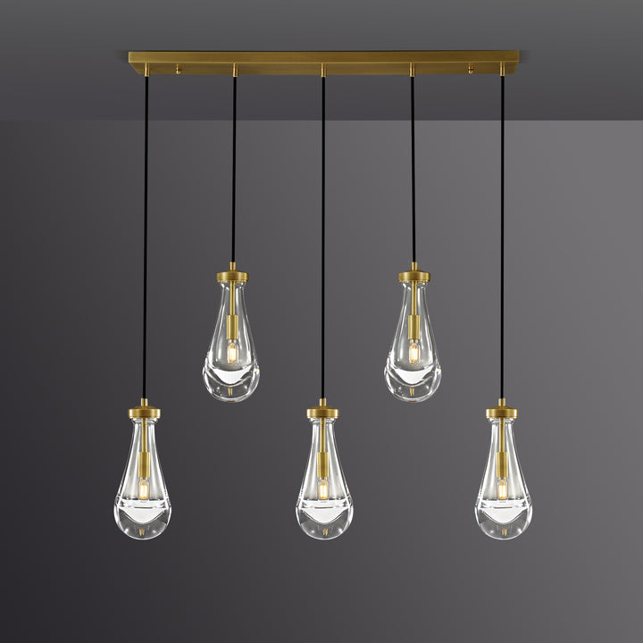 Raindrop Linear Dining Room Chandelier 5 Lights 36"L