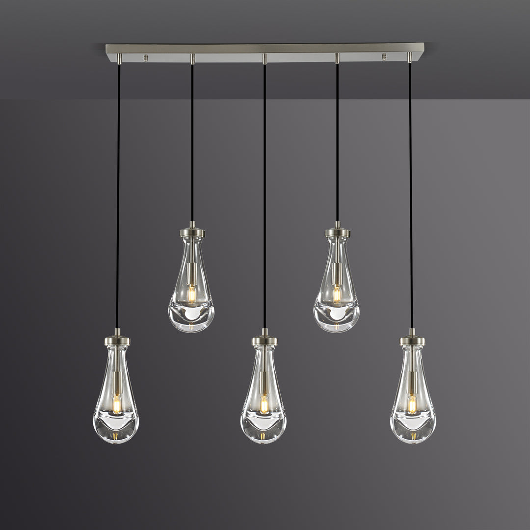 Raindrop Linear Dining Room Chandelier 5 Lights 36"L