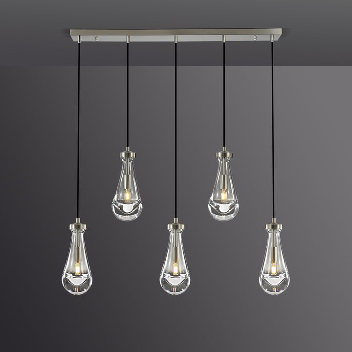Raindrop Linear Dining Room Chandelier 5 Lights 36"L