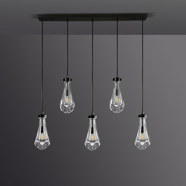 Raindrop Linear Dining Room Chandelier 5 Lights 36"L