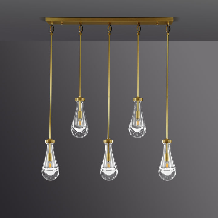 Raindrop Linear Dining Room Chandelier 5 Lights 36"L