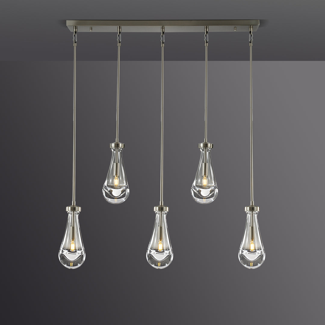 Raindrop Linear Dining Room Chandelier 5 Lights 36"L