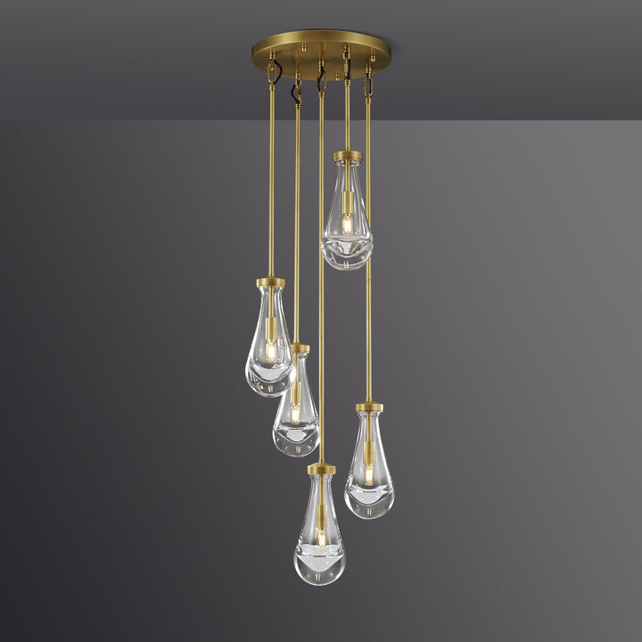 Raindrop Round Bedroom Chandelier 5 Lights 14"D