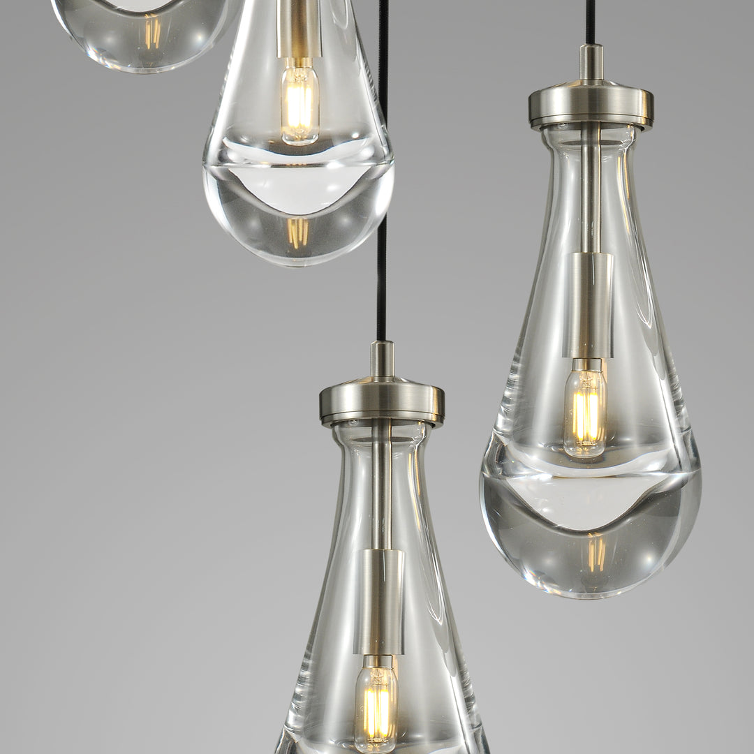 Raindrop Round Bedroom Chandelier 5 Lights 14"D