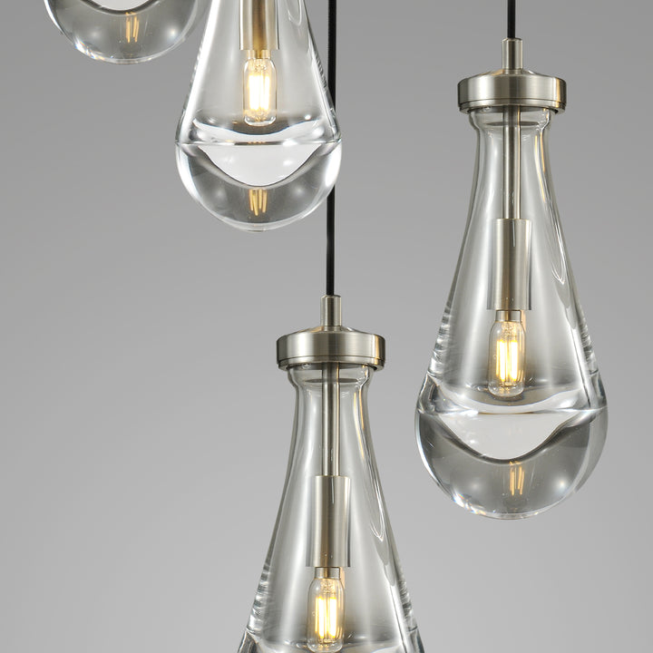 Raindrop Round Bedroom Chandelier 5 Lights 14"D