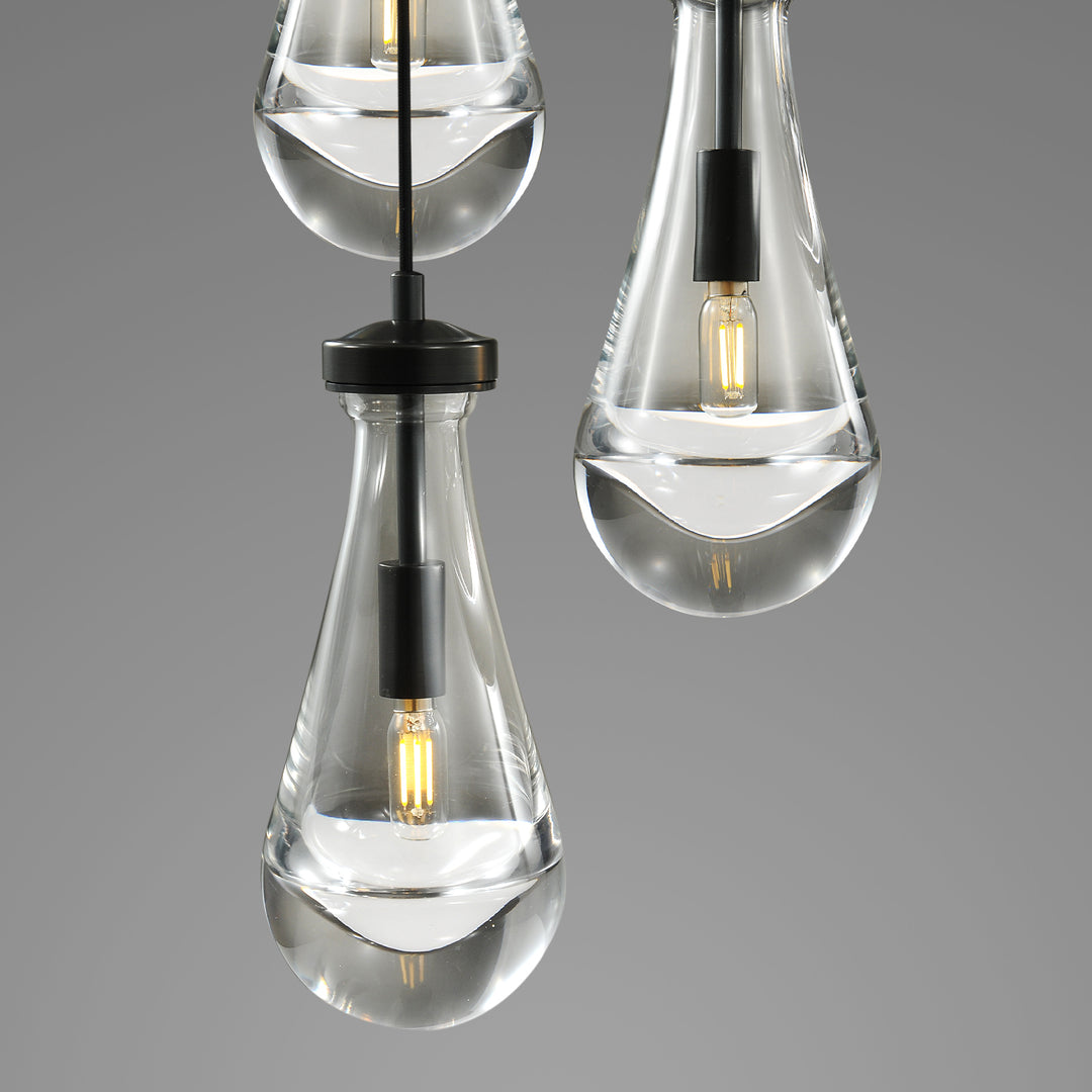 Raindrop Round Bedroom Chandelier 5 Lights 14"D