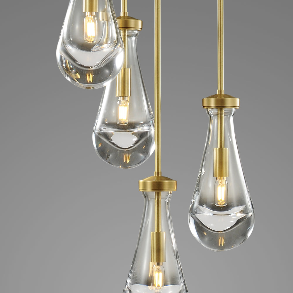 Raindrop Round Bedroom Chandelier 5 Lights 14"D