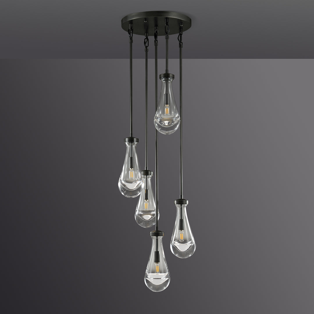Raindrop Round Bedroom Chandelier 5 Lights 14"D