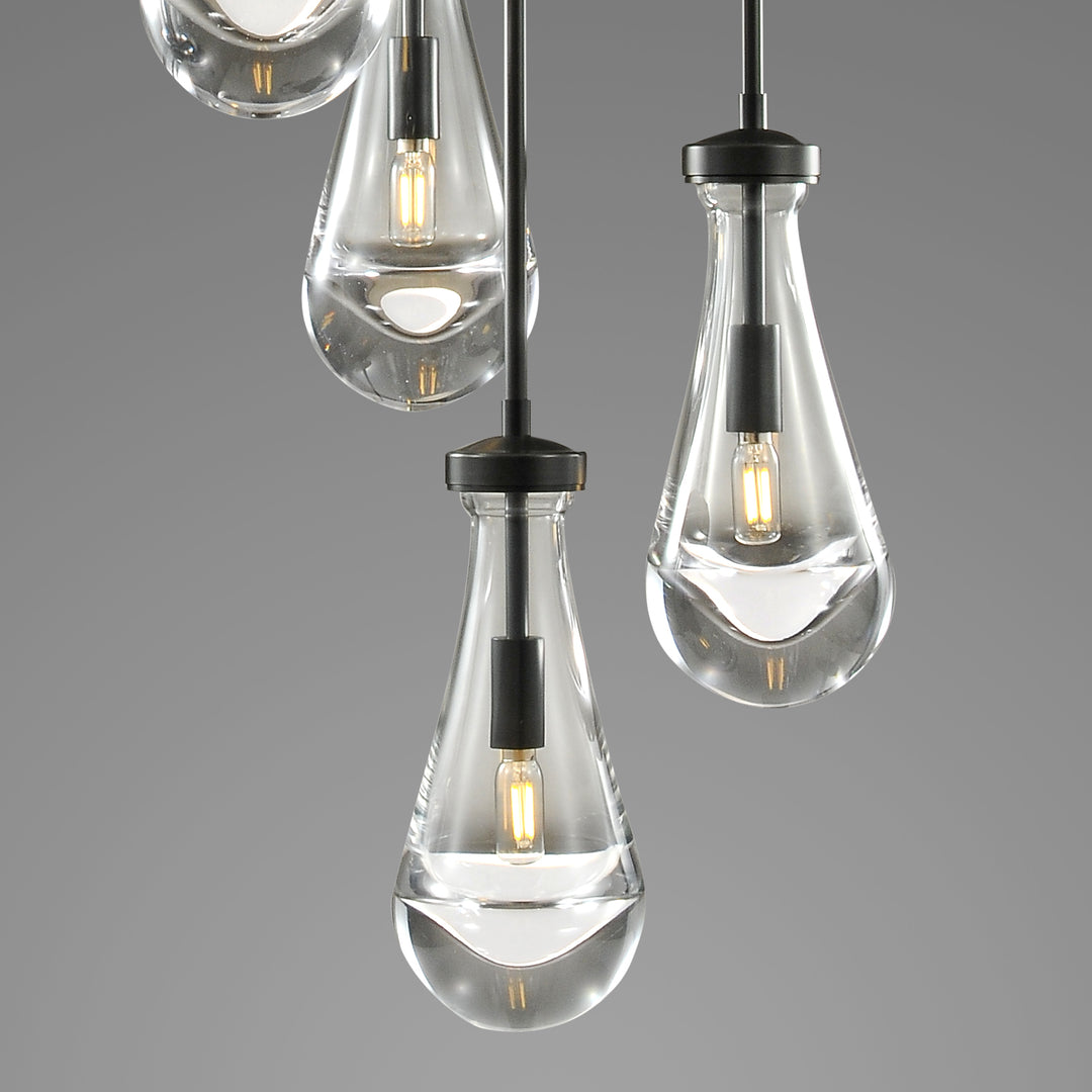Raindrop Round Bedroom Chandelier 5 Lights 14"D