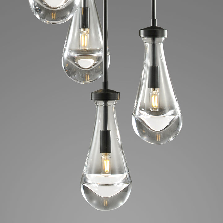 Raindrop Round Bedroom Chandelier 5 Lights 14"D