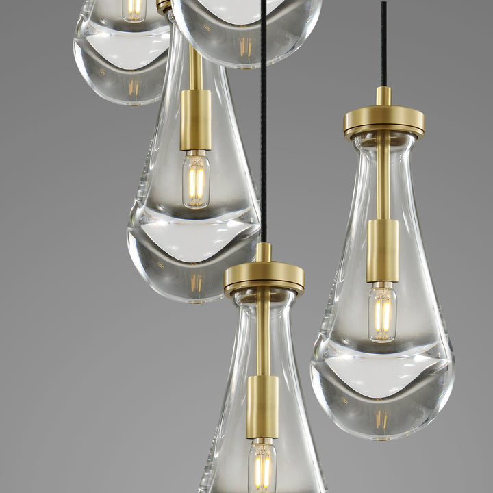 Raindrop Round Bedroom Chandelier 5 Lights 14"D