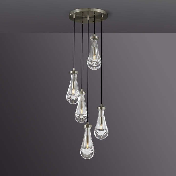 Raindrop Round Bedroom Chandelier 5 Lights 14"D