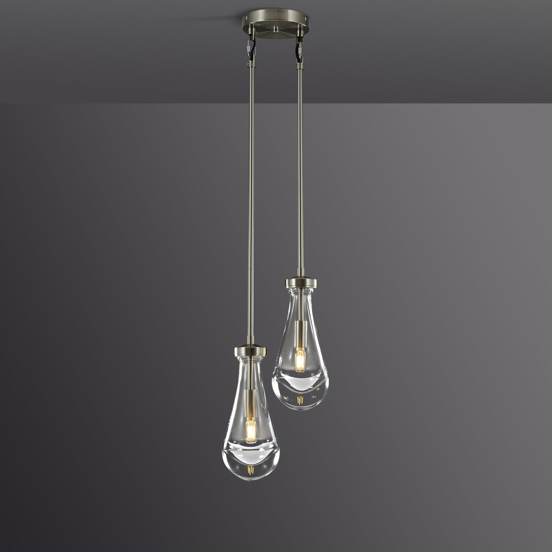 Raindrop Round Chandelier 2 Lights 5"D
