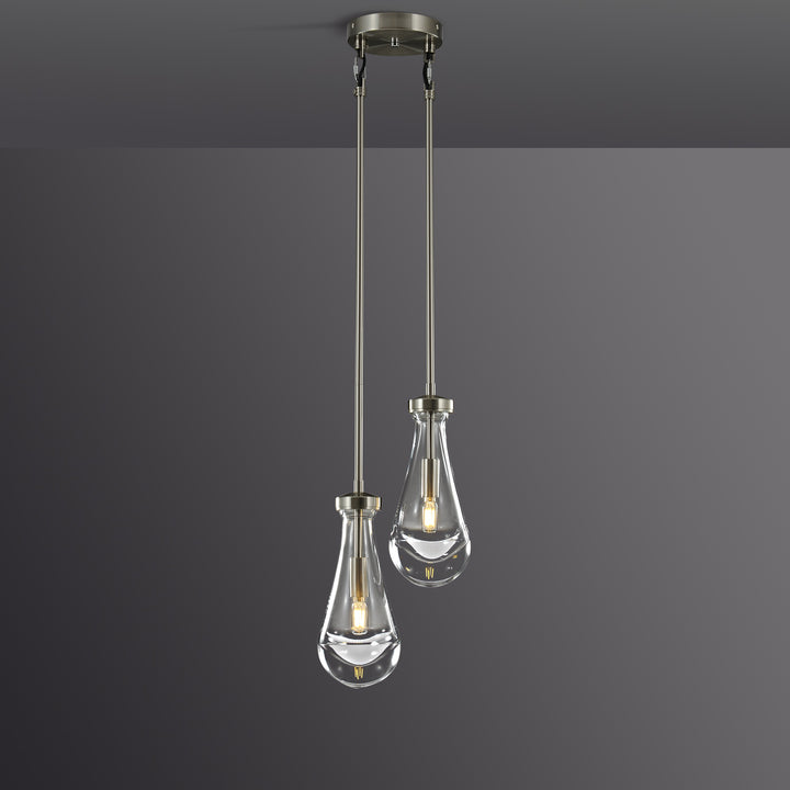 Raindrop Round Chandelier 2 Lights 5"D