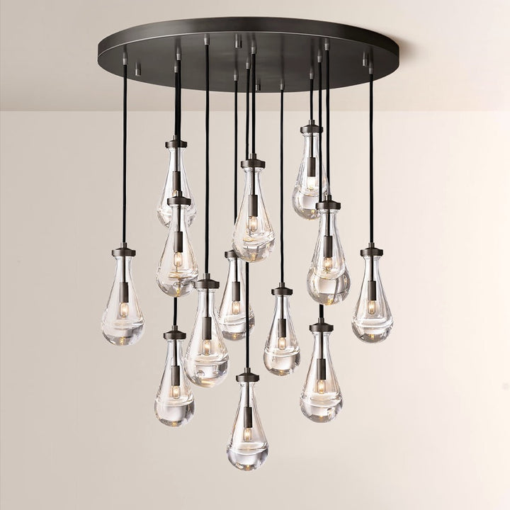 Raindrop Round Chandelier Light 36"