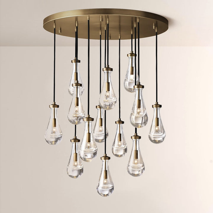 Raindrop Round Chandelier Light 36"