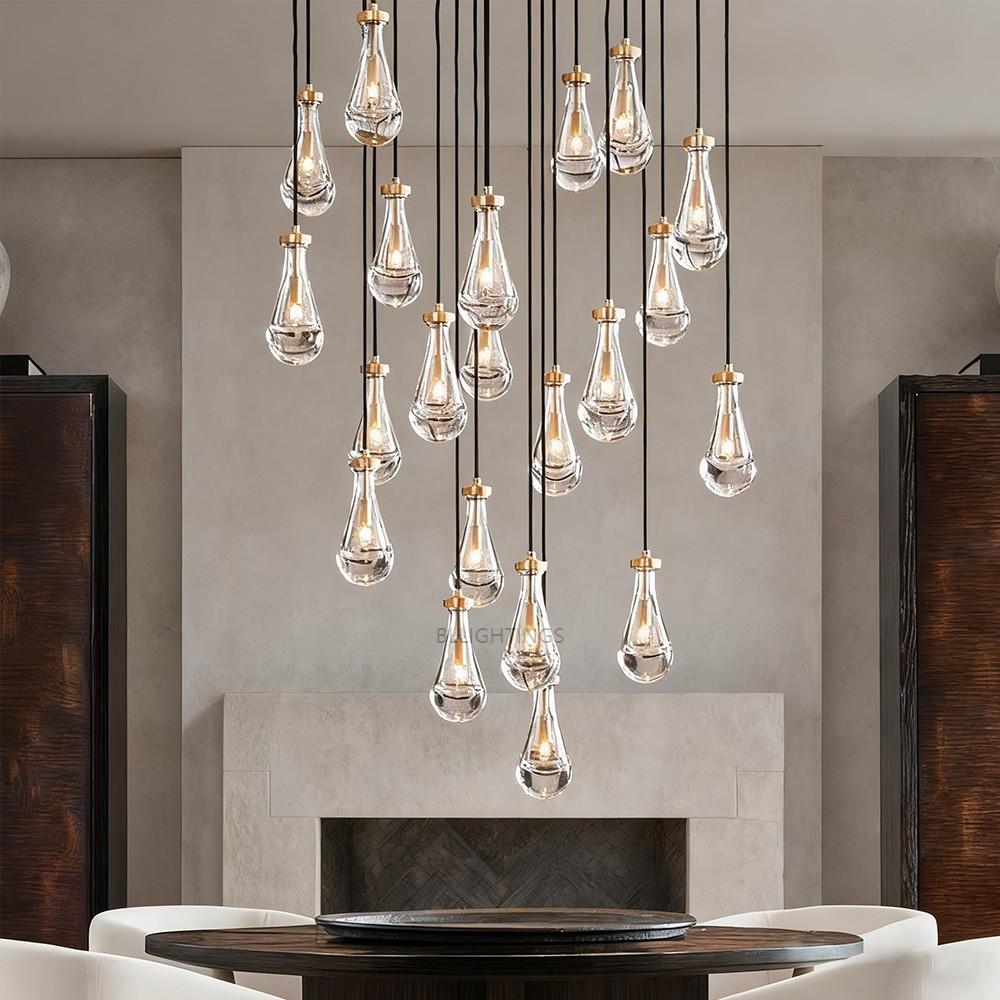 Raindrop Round Chandelier Light 36"