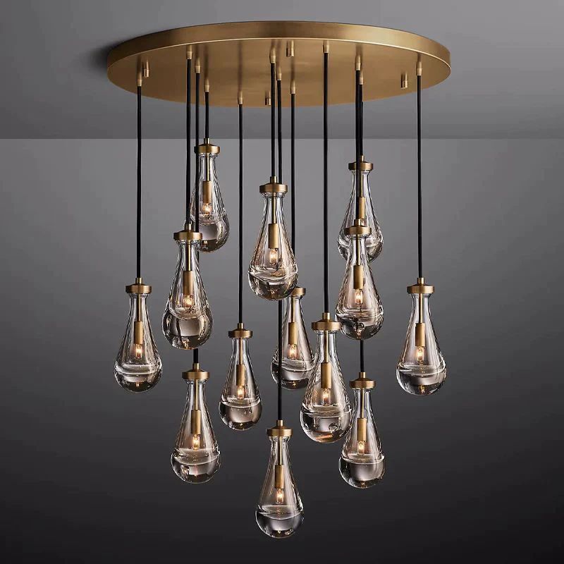 Raindrop Round Chandelier Light D36"
