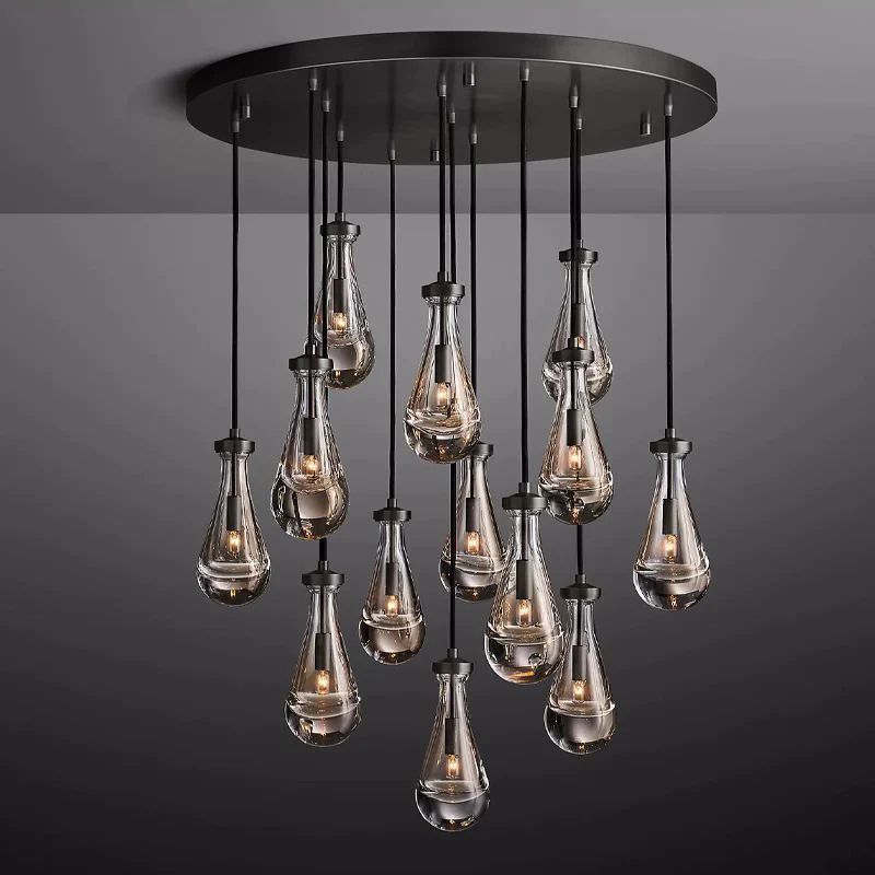 Raindrop Round Chandelier Light D36"