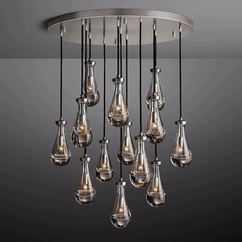 Raindrop Round Chandelier Light D36"