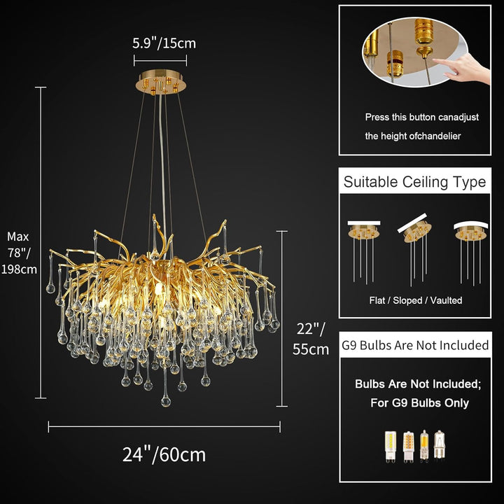 Raindrop Tree Branch Chandelier