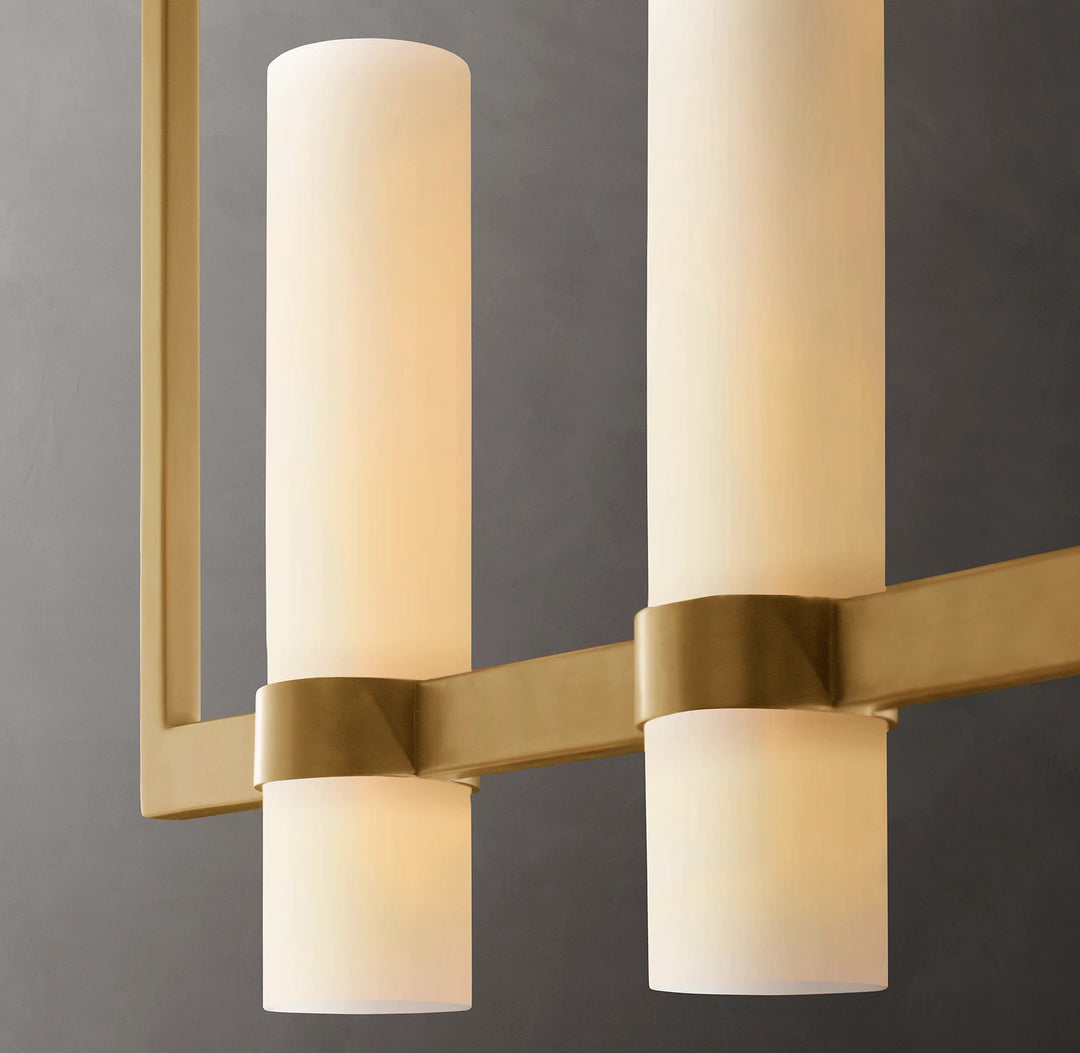 Rata Linear Milk Glass Chandelier 59"