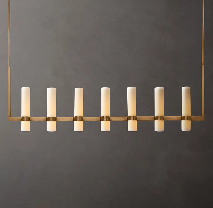 Rata Linear Milk Glass Chandelier 59"