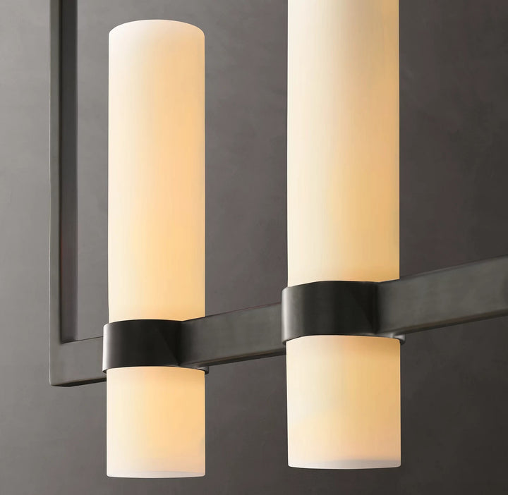 Rata Linear Milk Glass Chandelier 59"