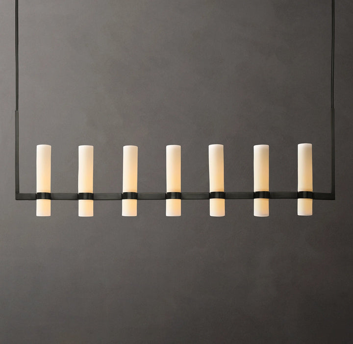 Rata Linear Milk Glass Chandelier 59"