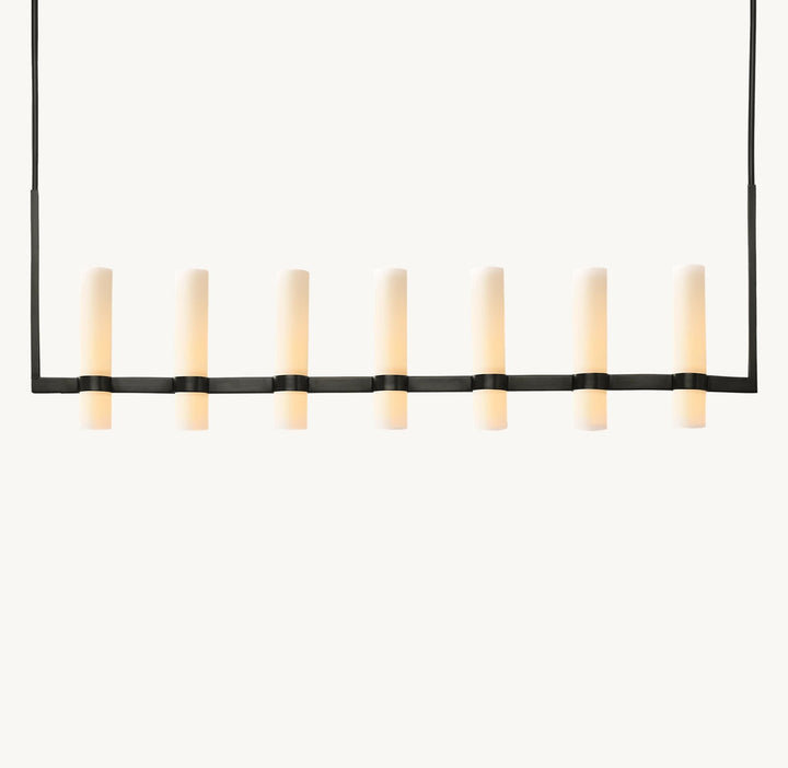Rata Linear Milk Glass Chandelier 59"