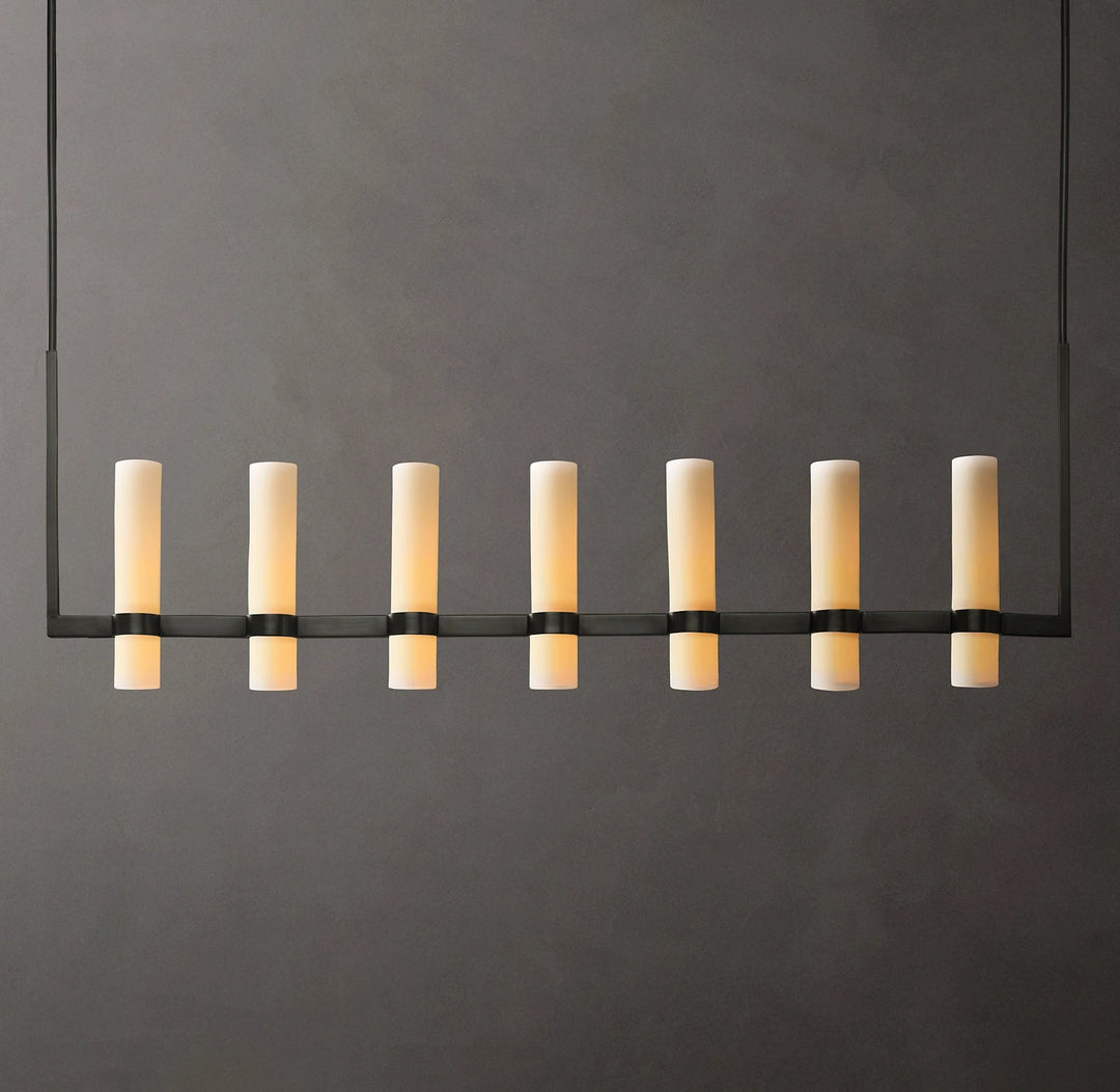 Rata Linear Milk Glass Chandelier 59"