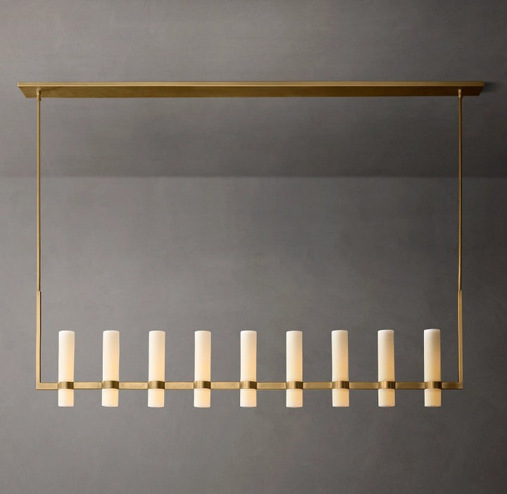 Rata Linear Milk Glass Chandelier 71"