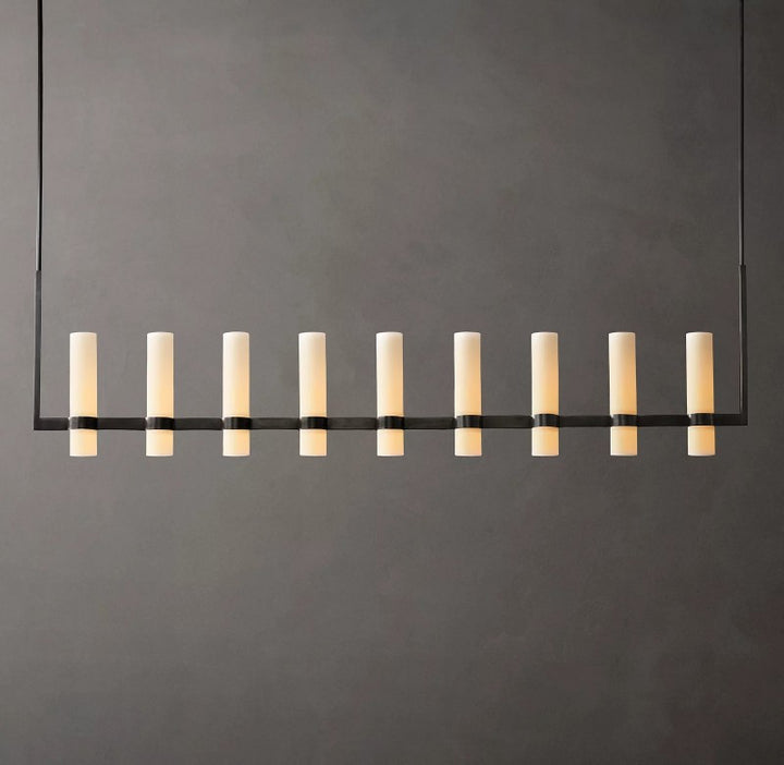 Rata Linear Milk Glass Chandelier 71"