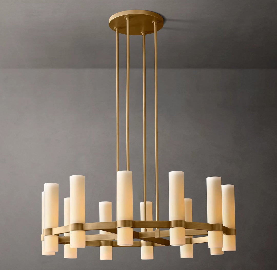 Rata Round Milk Glass Chandelier 36"