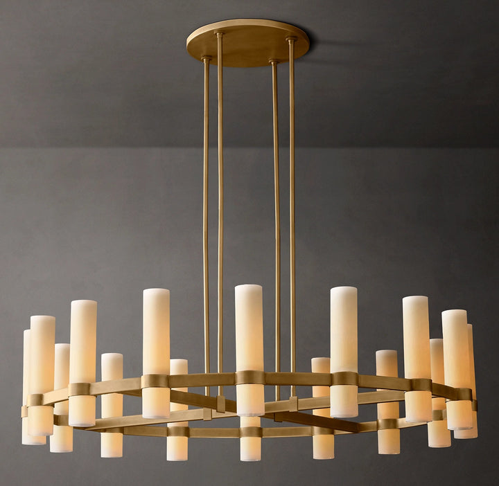 Rata Round Milk Glass Chandelier 48"