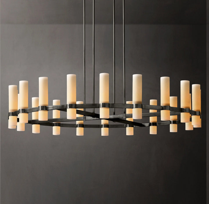 Rata Round Milk Glass Chandelier 60"