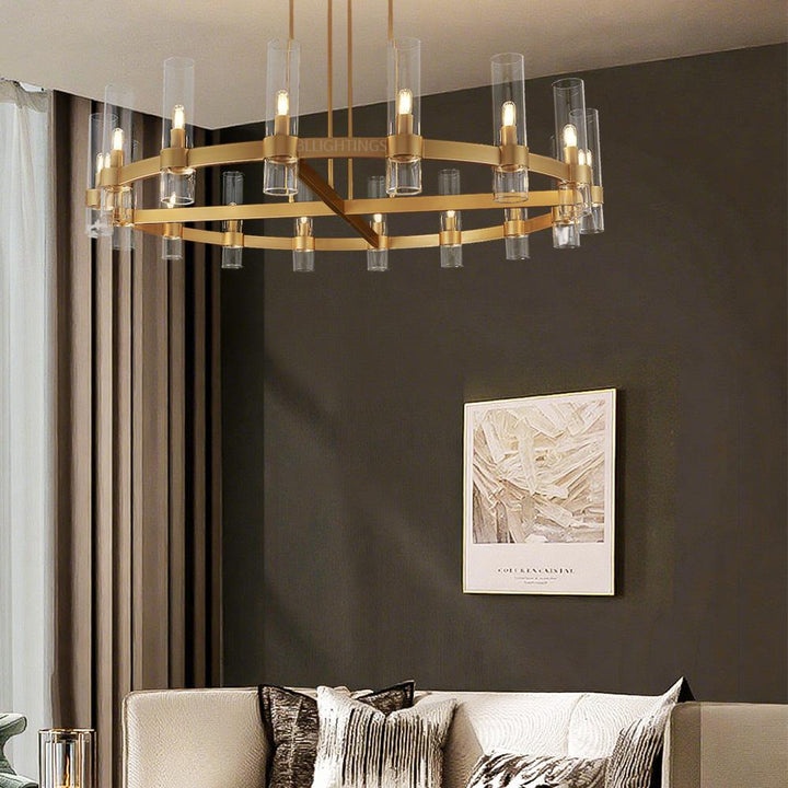 Rata Modern Fashion Glass Round Chandelier Light D48"