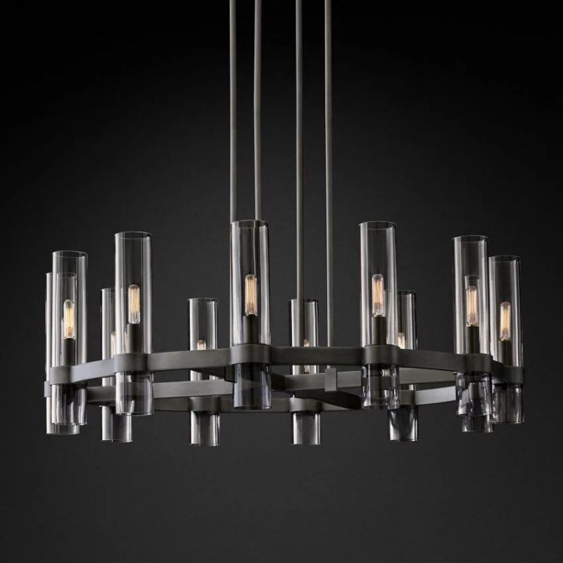 Ravella Blown Glass Round Chandelier 36"