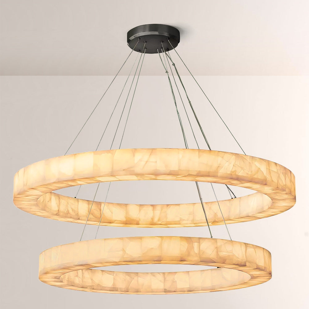 Rivage  2-Tier Round Calcite Chandelier 60"