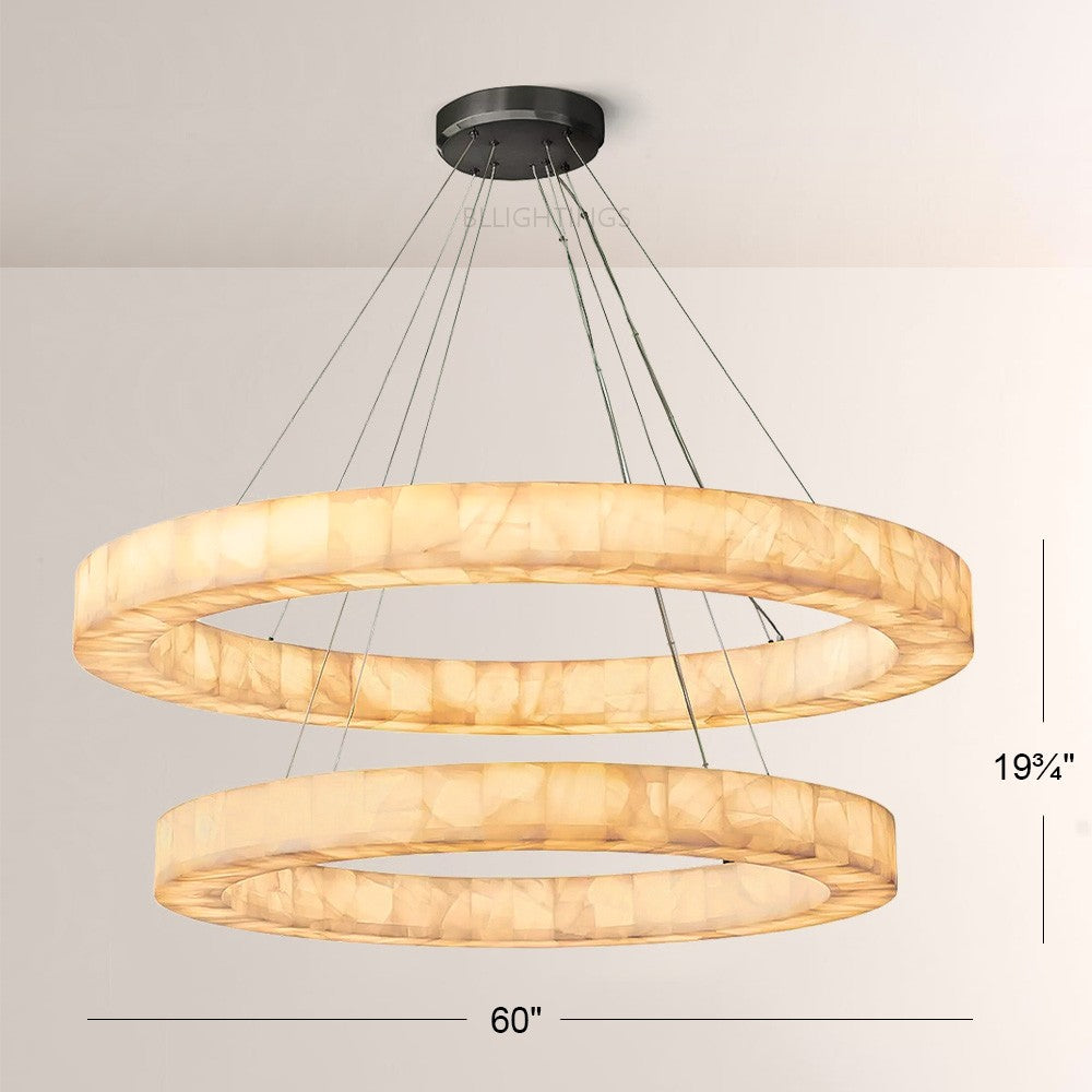 Rivage  2-Tier Round Calcite Chandelier 60"